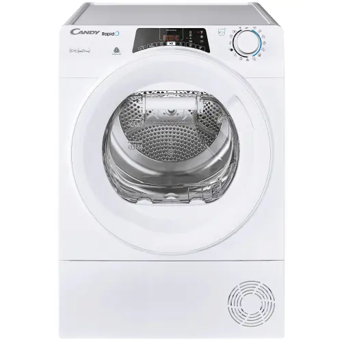 Uscator de rufe Candy Rapido ROE H10A2TE-S, Pompa de caldura, 10 kg, Clasa E, WiFi, Easy case, Senzor uscare, Antisifonare (Alb)