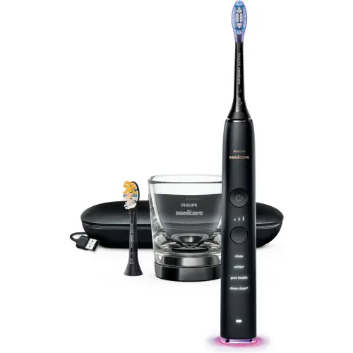 Periuta de dinti sonica electrica Philips Sonicare DiamondClean 9000 HX9917/89, 62000 miscari/minut, 4 moduri de curatare, 3 nivele intensitate, senzor presiune, functia BrushSync, 2 baze de incarcare, 2 capete de periere, aplicatie Sonicare, Negru Periuta de dinti sonica electrica Philips Sonicare DiamondClean 9000 HX9917/89, 62000 miscari/minut, 4 moduri de curatare, 3 nivele intensitate, senzor presiune, functia BrushSync, 2 baze de incarcare, 2 capete de periere, aplicatie Sonicare, Negru