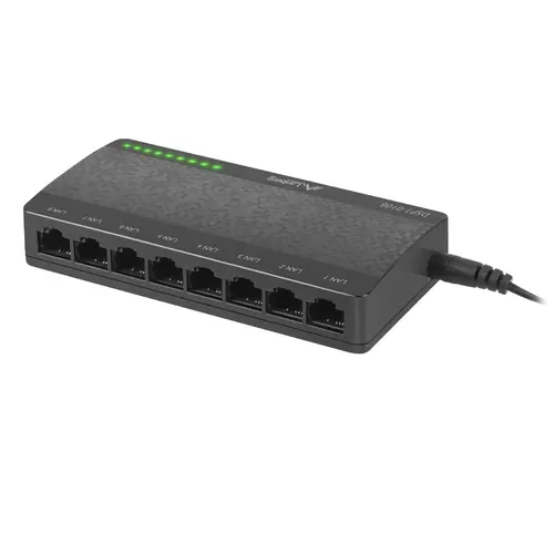Switch Lanberg 41568, cu 8 porturi Fast Ethernet RJ-45 10/100 Mbps, 5V, racire pasiva, negru Switch Lanberg 41568, cu 8 porturi Fast Ethernet RJ-45 10/100 Mbps, 5V, racire pasiva, negru
