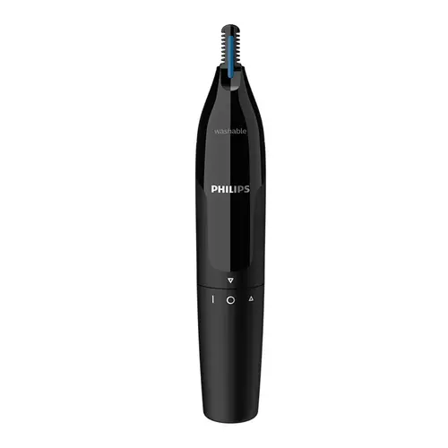 Trimmer pentru nas/urechi Philips NT1650/16, baterie, lavabil, tehnologie Precision Trim, otel inoxidabil, Negru