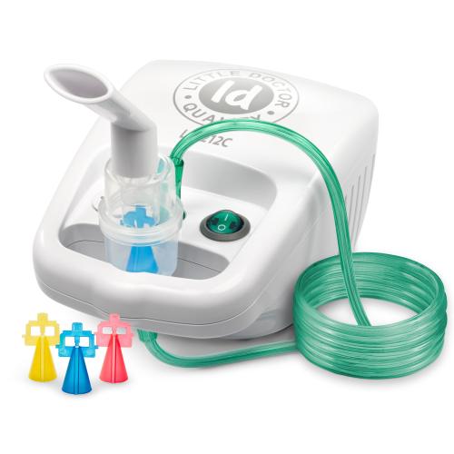 Aparat aerosoli Little Doctor LD 212 C, particule variabile, kit complet de accesorii, 3 dimensiuni particule, 2 masti (adulti si pediatrica), nebulizator cu compresor, Alb