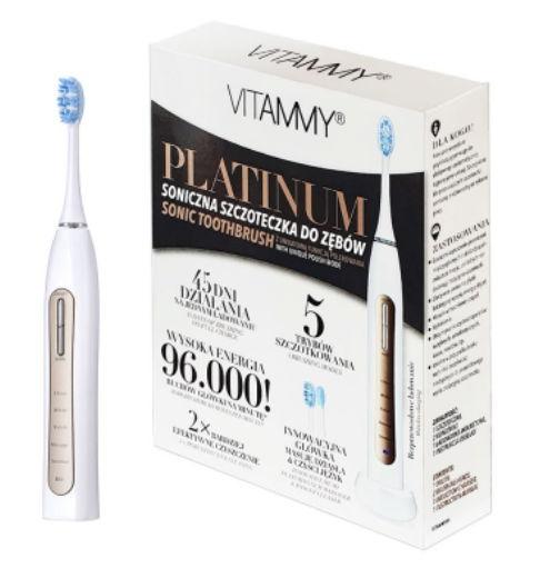 Periuta de dinti electrica VITAMMY Platinum, 96000 vibratii/min, 5 moduri de periaj, 2 capete incluse (Alb) - 0 | YEO