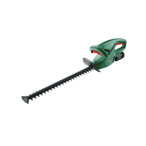 Trimmer pentru gard viu pe acumulator Bosch EasyHedgeCut 0600849H02, 18 V, 45 cm lungime cutit, 2400 curse/min, 15 mm deschidere dinti, acumulator, incarcator, capac acoperire cutit