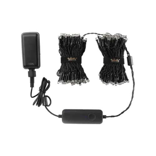 Instalatie Smart Twinkly Generation 2, 400 leduri RGB, Wi-Fi+Bluetooth, controlata prin aplicatie pe smartphone, lungime 32 metri, IP44, Clasa F (Negru)