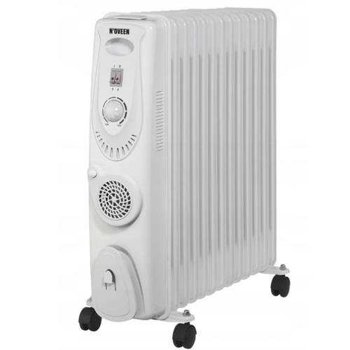 Calorifer electric cu ulei, Noveen, 2900 W, 13 elementi, 3 trepte de putere, ventilator turbo, Alb