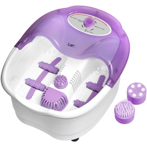 Cadita de masaj pentru picioare Lafe MFS-002, 350W, incalzire, vibratii, Alb/Mov