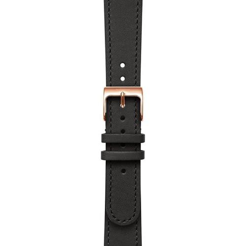 Bratara Withings, 18 mm, Piele, Piele cu cusaturi, catarama Pink gold, Negru