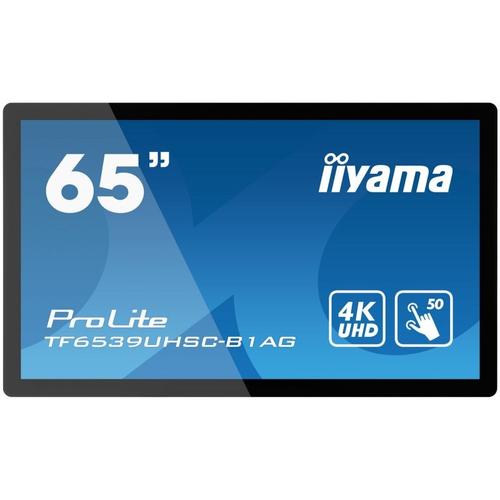Display Profesional IPS LED iiyama ProLite 65inch TF6539UHSC-B1AG, Ultra HD (3840 x 2160), VGA, HDMI, DisplayPort, Touchscreen, Boxe (Negru)