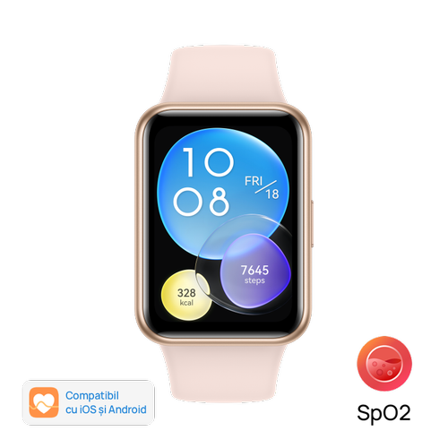 Ceas activity tracker Huawei Watch Fit 2, Display AMOLED 1.74inch, Bluetooth, Bratara Silicon, Rezistenta la apa, Microfon, Difuzor, Android/iOS (Roz) Ceas activity tracker Huawei Watch Fit 2, Display AMOLED 1.74inch, Bluetooth, Bratara Silicon, Rezistenta la apa, Microfon, Difuzor, Android/iOS (Roz)