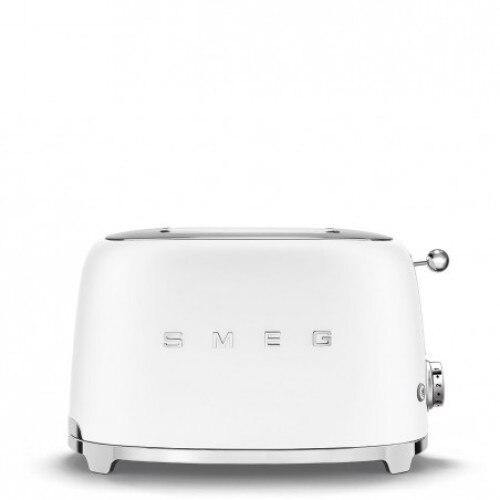 Prajitor de paine Smeg TSF01WHMEU, 950 W, 2 felii, 6 niveluri pentru rumenire, Alb mat / crom