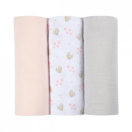Set 3 Museline Beaba bumbac organic 70x70 cm Swan Pink