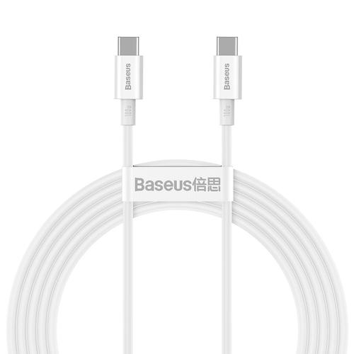 Cablu de date Baseus Superior CATYS-C02, USB-C - USB-C, QC, 100W, 5A, 2 m, Alb