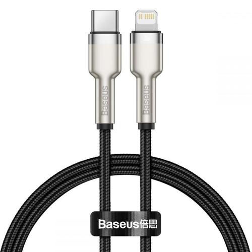 Cablu de date Baseus Cafule Metal, USB Type-C - Lightning, Power Delivery 20W, 25cm, Negru