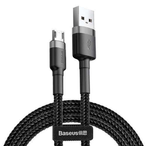 Cablu de date BASEUS Cafule Durable Nylon, USB - microUSB, QC3.0 2.4A, 1M (Negru)