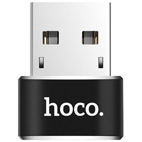 Adaptor  Hoco 6957531064138, USB - USB Type-C, Aluminiu, Incarcare si transfer (Negru)