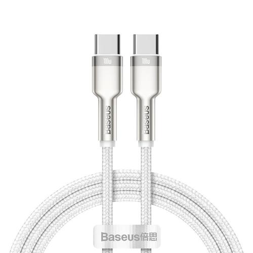 Cablu de date Baseus Cafule, USB-C - USB-C, 100W, 2m, Alb