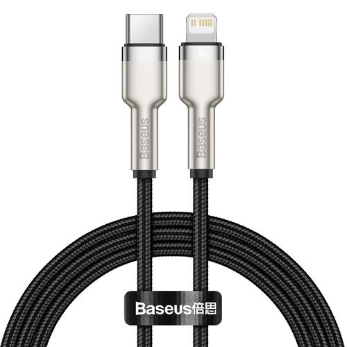 Cablu de date Baseus Cafule Metal, USB Type-C - Lightning, 1m, 20W, Negru