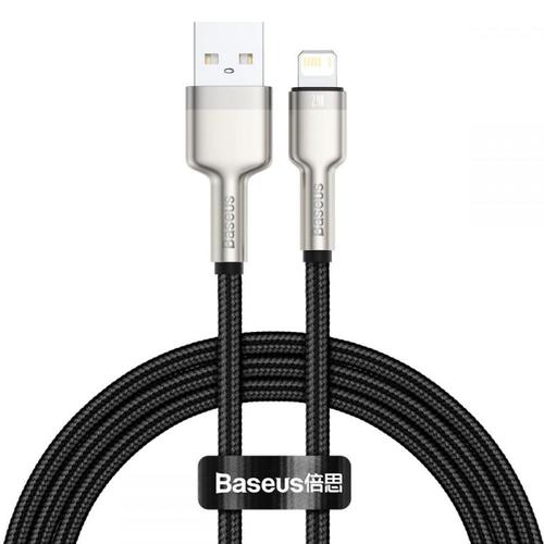 Cablu de date Baseus Cafule Metal, USB - Lightning, 18W, 2.4A, 1m, Negru