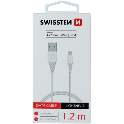 Cablu de date Swissten 71526501, USB - Lightning, 1.2m, Alb