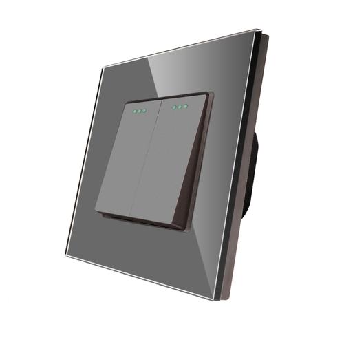 Intrerupator Dublu Mecanic LUXION cu Rama din Sticla