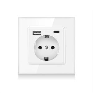 Priza Simpla + USB-A + USB-C LUXION cu Rama din Sticla