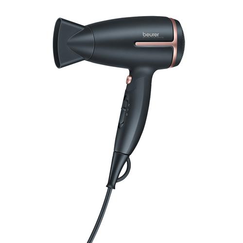 Uscator de par Beurer HC25 pentru voiaj, 1600 W, 2 viteze, maner rabatabil, Negru/Bronz