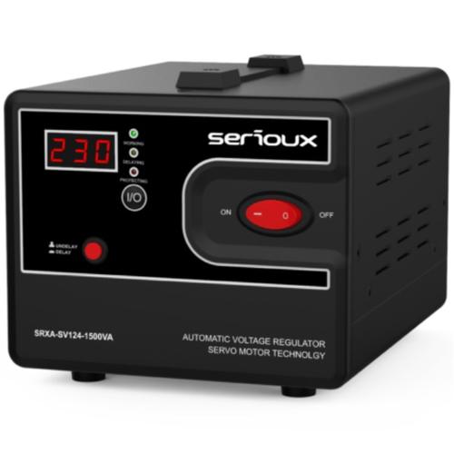 Stabilizator de tensiune cu servomotor Serioux SRXA-SV124-1500VA, 1500VA, IP20, protectie tensiune scazuta, supratensiune, scurtcircuit,supraincalzire