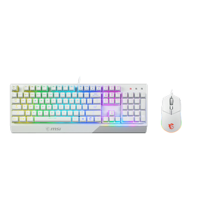 Kit Tastatura si mouse MSI VIGOR GK30 COMBO, layout UK, USB, iluminare RGB (Alb)