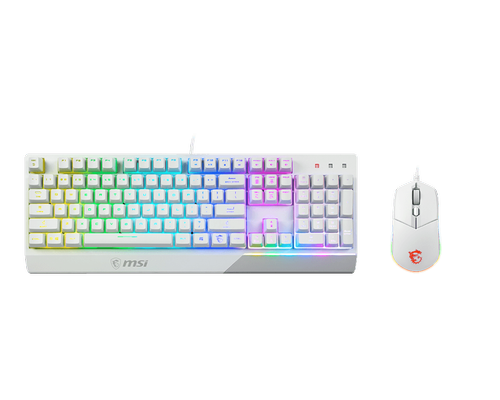 Kit Tastatura si mouse MSI VIGOR GK30 COMBO, layout UK, USB, iluminare RGB (Alb)
