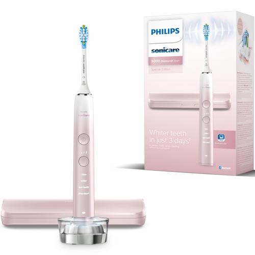 Periuta de dinti electrica Philips Sonicare DiamondClean 9000 HX9911/84, 62000 miscari/min, 4 moduri de curatare, 3 nivele intensitate, senzor presiune, functia BrushSync, aplicatie Sonicare, wireless Bluetooth, toc transport, baza de incarcare, Roz Periuta de dinti electrica Philips Sonicare DiamondClean 9000 HX9911/84, 62000 miscari/min, 4 moduri de curatare, 3 nivele intensitate, senzor presiune, functia BrushSync, aplicatie Sonicare, wireless Bluetooth, toc transport, baza de incarcare, Roz