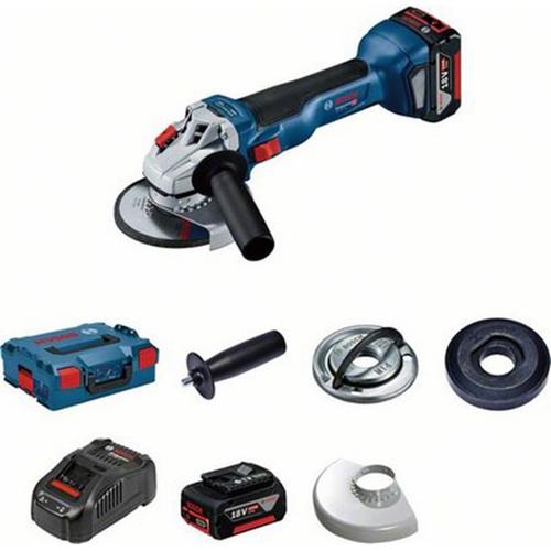 Polizor unghiular Bosch Professional GWS 18V-10, cu 2 acumulatori Li-Ion, 18 V, 5 Ah, 125 mm, motor fara perii, piulita rapida, protectie suprasarcina, aparatoare rapida, protectie repornire, valiza L-boxx