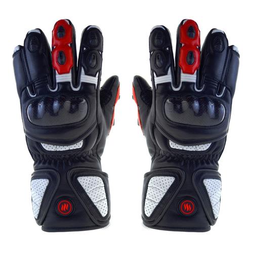 Manusi de motocicleta incalzite Glovii GDBXL, cu acumulator si incarcator, Negru/Alb/Rosu, XL