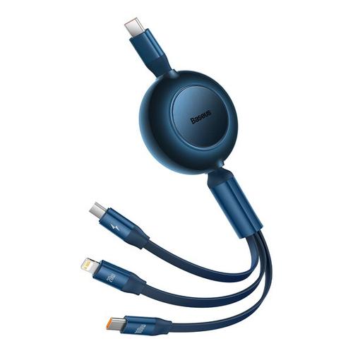 Cablu cu reglare in lungime Bright Mirror 2, Baseus, USB-C - Micro, USB-C, Lightning, pentru iPhone 100W PD QC, 110cm, Albastru Cablu cu reglare in lungime Bright Mirror 2, Baseus, USB-C - Micro, USB-C, Lightning, pentru iPhone 100W PD QC, 110cm, Albastru