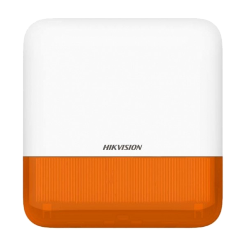 Sirene de exterior wireless AXPRO Hikvision DS-PS1-E-WE(Orange Indicator), frecventa de operare: 868 MHz, comunicare bidirectionala Tri-X wireless protocol, distanta de comunica RF: 1600metri, criptare: AES-128