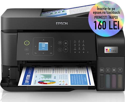 Multifunctional Epson L5590, InkJet CISS, A4, Retea, Wireless, Fax, ADF (Negru)