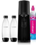 Set dozator de apa cu 2 sticle de apa SodaStream Terra, 1 l, Aluminiu/Sticla (Transparent/Negru) Set dozator de apa cu 2 sticle de apa SodaStream Terra, 1 l, Aluminiu/Sticla (Transparent/Negru)