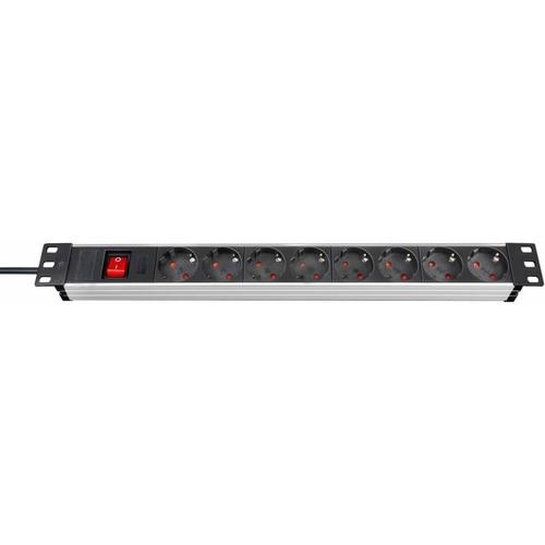 Prelungitor Brennenstuhl, Rack 19inch, 8 Prize, 2m, Switch (Negru/Gri)