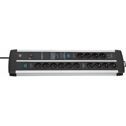 Prelungitor Brennenstuhl Premium Protect Line, 14 Prize, 3m, 2 x USB (Negru/Gri)