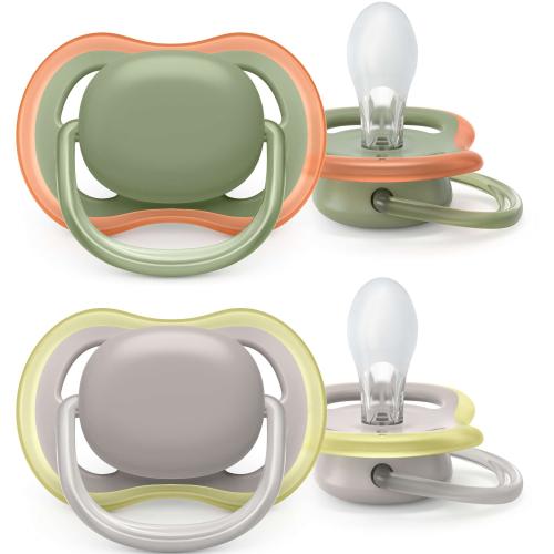 Set 2 suzete Philips Avent Ultra Air SCF085/20, Ortodontice, 6-18 luni (Verde/Gri)