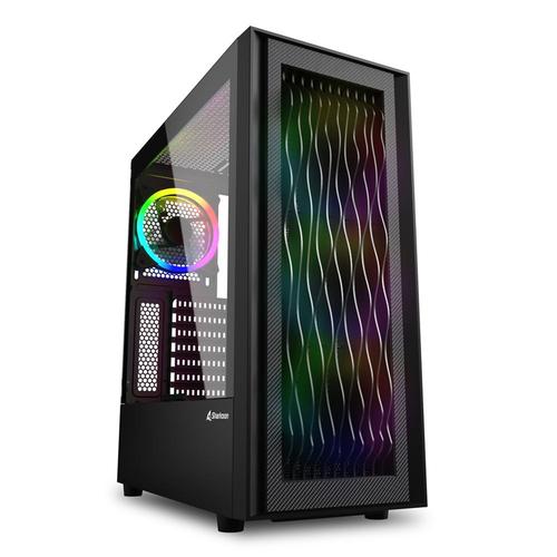 Carcasa SHARKOON RGB WAVE Tempered Glass , MiddleTower, fara sursa (Negru)