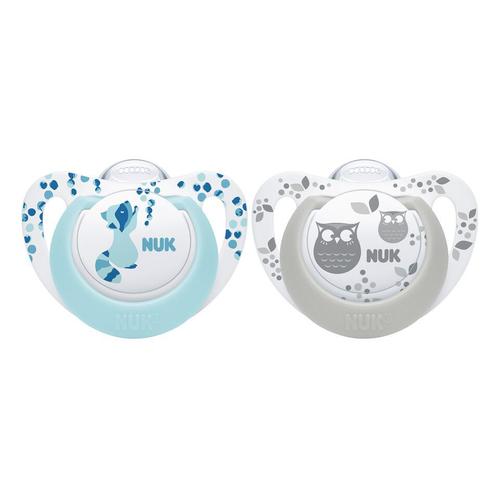 Set 2 suzete Nuk Genius Color Silicon M1 Bleu, 0-6 luni (Albastru/Gri)