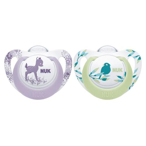 Set 2 suzete Nuk Genius Color Silicon M1, 0-6 luni (Mov/Verde)