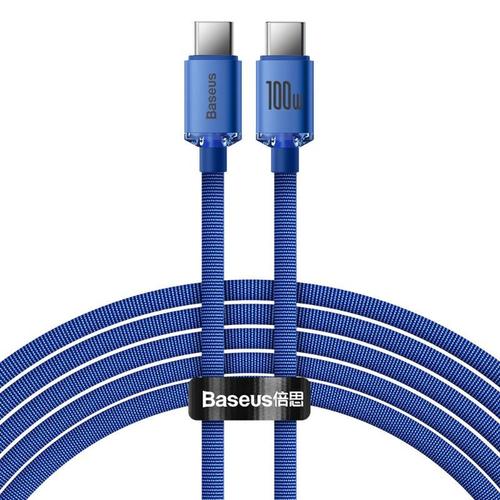Cablu de date Baseus Crystal Shine, USB Type-C la USB Type-C , 100W, 2m, Albastru