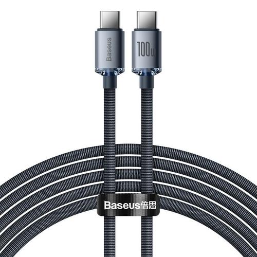 Cablu de date Baseus Crystal Shine, USB Type-C la USB Type-C, 100W, 2m, Negru
