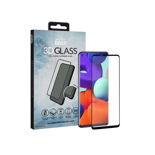 Folie Eiger Sticla 3D Edge to Edge compatibila cu Samsung Galaxy A22 (Negru)