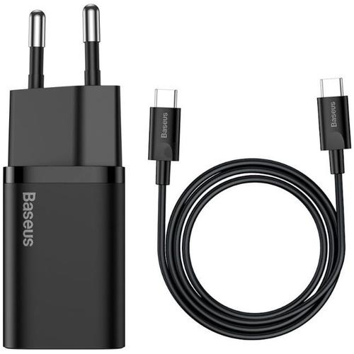 Incarcator Retea Baseus Super Si Quick Charger + Cablu Type-c la Type-c, 25 W, 1m (Negru)