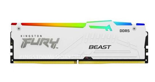 Memorie Kingston FURY Beast White RGB, DIMM, DDR5, 16GB, 5200MHz, CL36, 1.35V,
