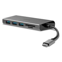 Mini Docking Station Lindy LY-43278, 4K, 3x USB 3.0, 1x Type-C, RJ45, VGA, HDMI (Gri)