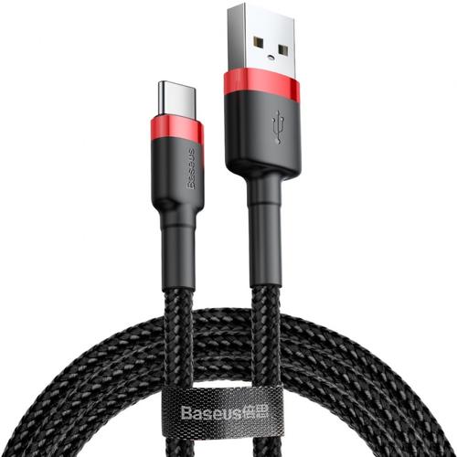 Cablu de date Baseus Cafule CATKLF-A91, USB la USB Type-C, C3.0, 3A, 0.5 m (Negru/Rosu)