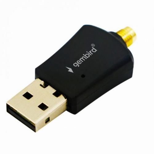 Adaptor retea Gembird WNP-UA300P-02, externa, USB 2.0, suporta pana la 802.11n 300 Mbps, antena detasabila (Negru)